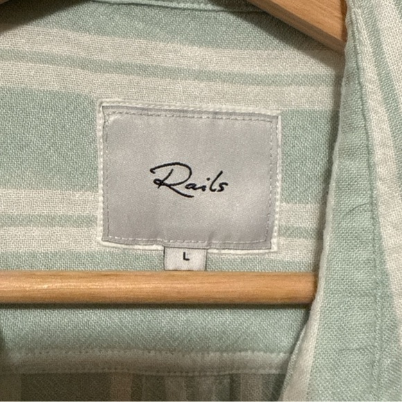 EUC - Rails Juniper Stripe Charli Front Button Sheer Shirt - Size L - Picture 4 of 5
